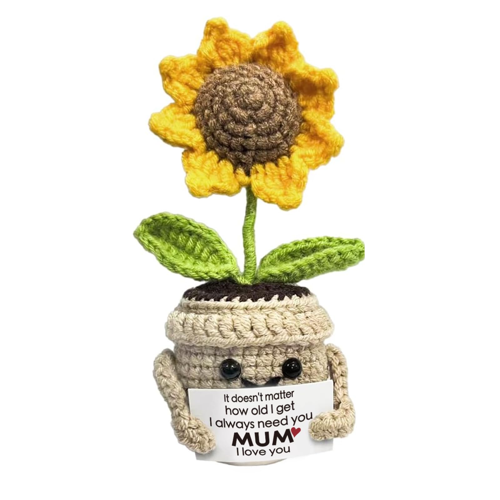 iTbxzzy Mini Birthday Gifts for Mum, Mum Gifts from Daughters and Son, Handmade Crochet Cute Small Sunflower Gifts