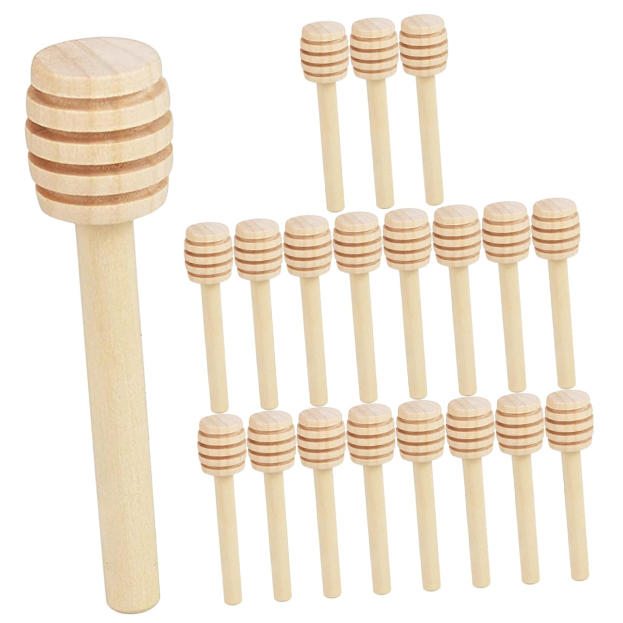 NAMOARLY 20pcs Portable Honey Dipper Honey Stirring Sticks Honey Scooper Honey Jar Mini Scoop Ladle Spoon Household Honey Sticks Coffee Syrup Dispenser Household Honey Dipper Mini Comb Wood