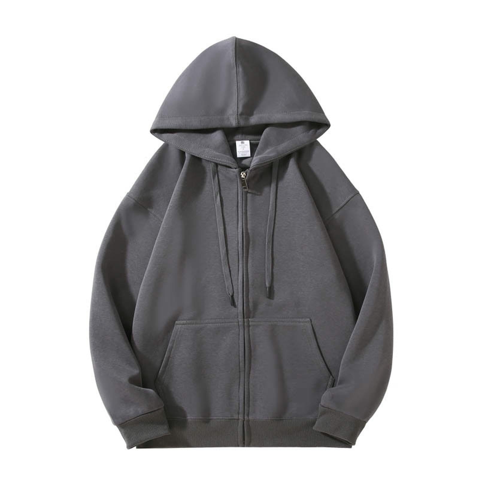 Bluza damska Hua Cotton Full Zip Hoodie z długim rękawem stringi -bluza z kapturem z kieszeniami-szary-konopny-M (100-115 Jin)