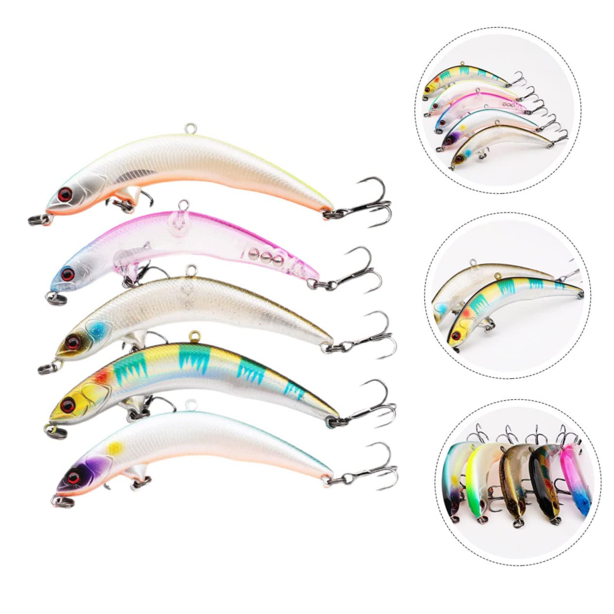 INOOMP 25 Pz Amo da Esca Esche da Pesca Persico Vivide Esche Finte Ami per Pesci d'Acqua Salata Ami da Pesca Artificiali Pesca Realistica Esche per Basso All'aperto 7c Allacciare Metallo