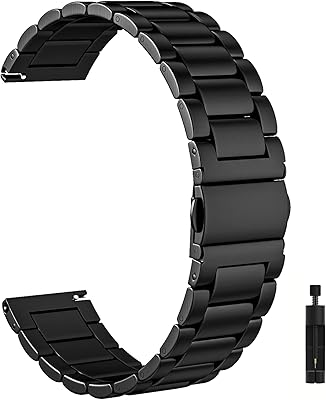 Camofit Compatible with Galaxy Watch 46mm Bands, Galaxy Watch 3 45mm Bands, Gear S3 Frontier Bands, 22mm Stainless Steel Metal Strap Compatible with Samsung Galaxy Watch 46mm/ 3 45mm/ Gear S3 (Black)