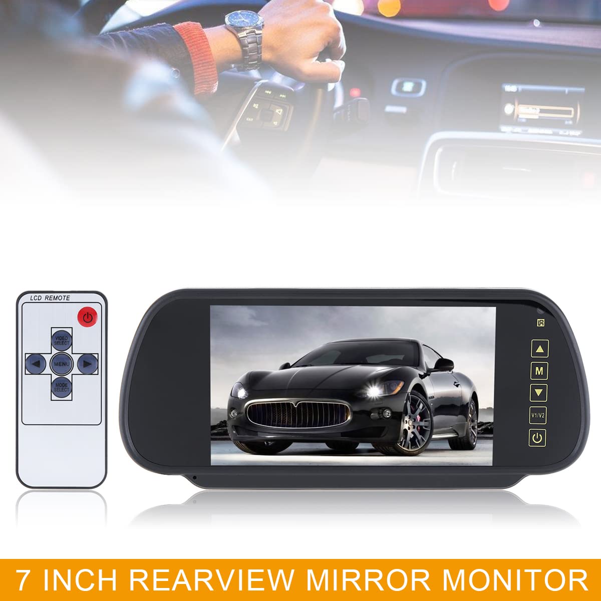 7" 16:9 2 canaux entrée vidéo de Voiture RVB écran numérique Vue arrière VCR Moniteur avec Bouton Tactile