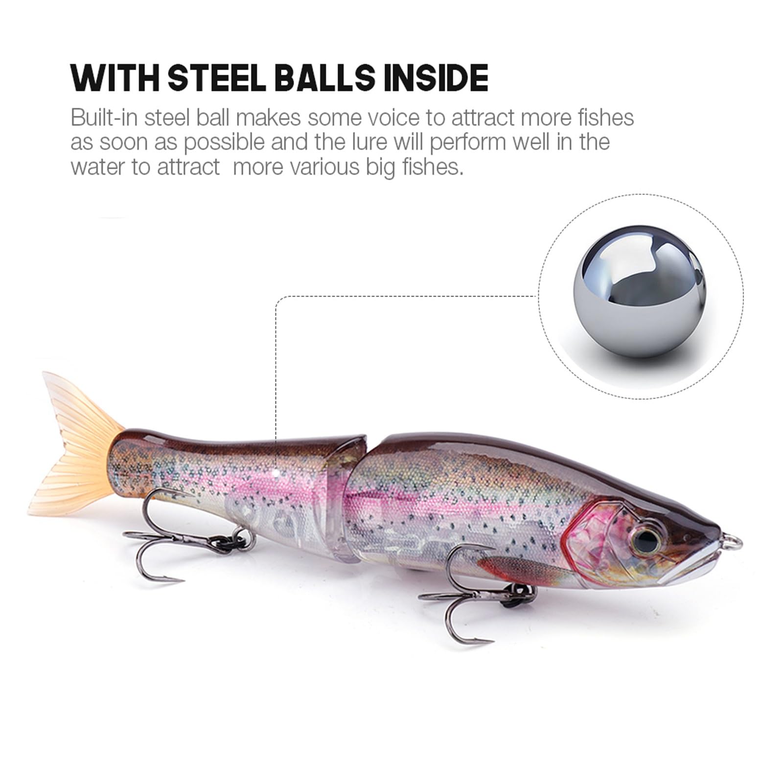 5pcs Minnow Crankbaits Fischereiköder Set 38 g 148 mm sinkende Wobbler for künstliche Gelenkköderfischerei Tackle Box (Color : SetA, Size : S 148mm 38g)