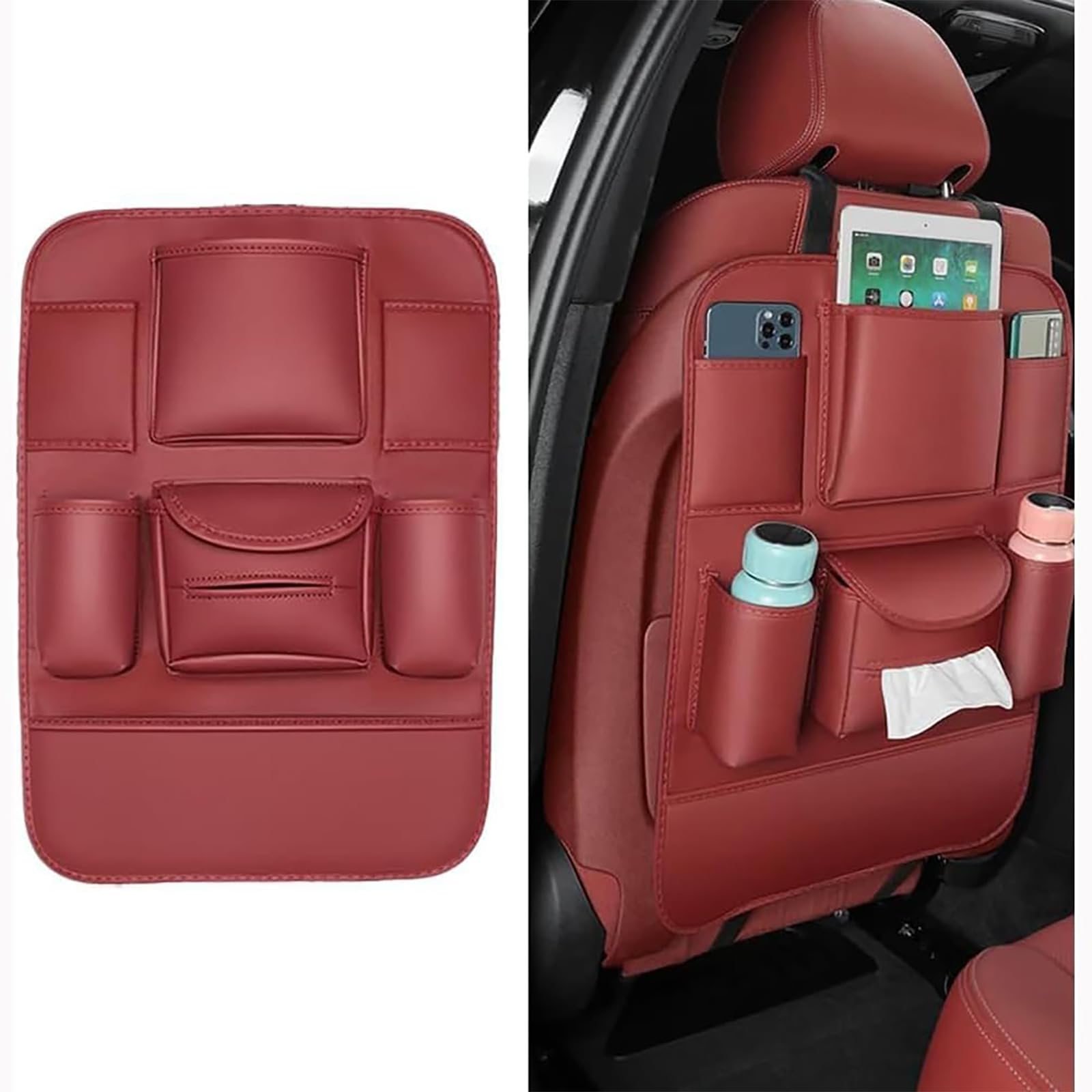 Autositz Organizer für Toyota BZ3, Wasserdicht Vielseitige Aufbewahrungstaschen für Autositz Zurück, Kofferraum Organizer für Reise Tägliche Gebrauch, C/Red