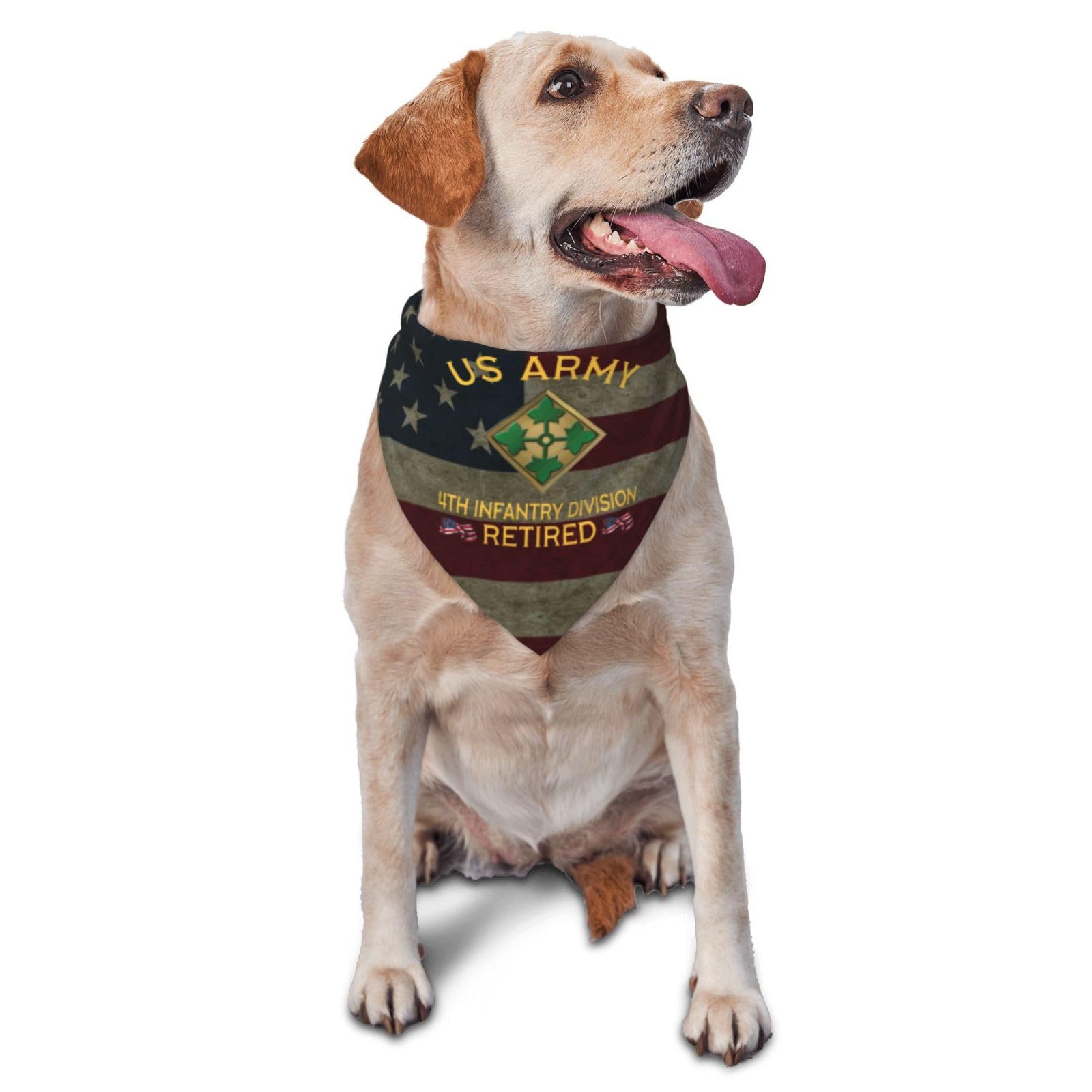 Us Army 4th Infantry Division Retired Dog Scarf Pet Bandana Cat Pet Bibs