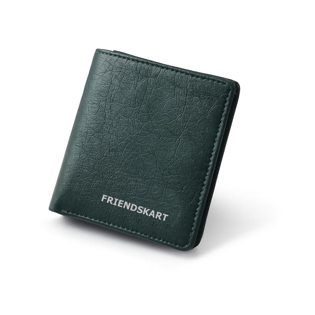 friendskart Men's Bifold Wallet, Faux Leather, Slim Compact Design (Green)-picture-56