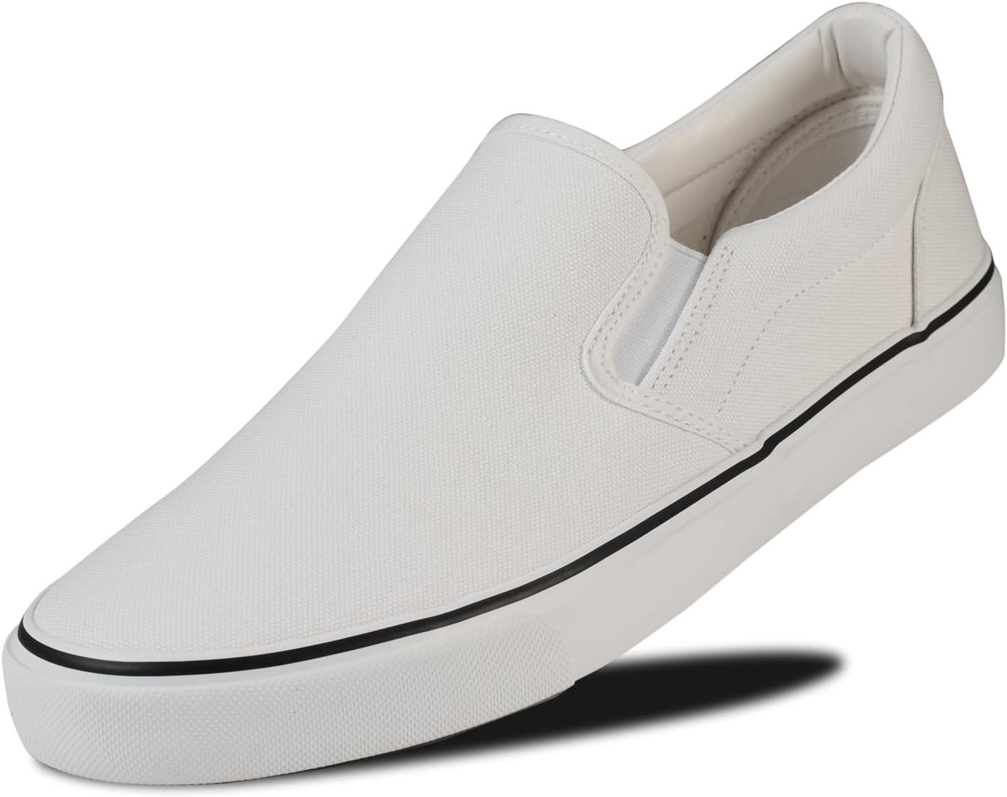 hello basicsMen's Sneakers Classic Low Top Slip On Shoes Wide Canvas Skate Loafers Sneakers with Soft Insole Causal Dress Shoes for Men Comfortable Walking Shoes Slip on Sneakers for Men