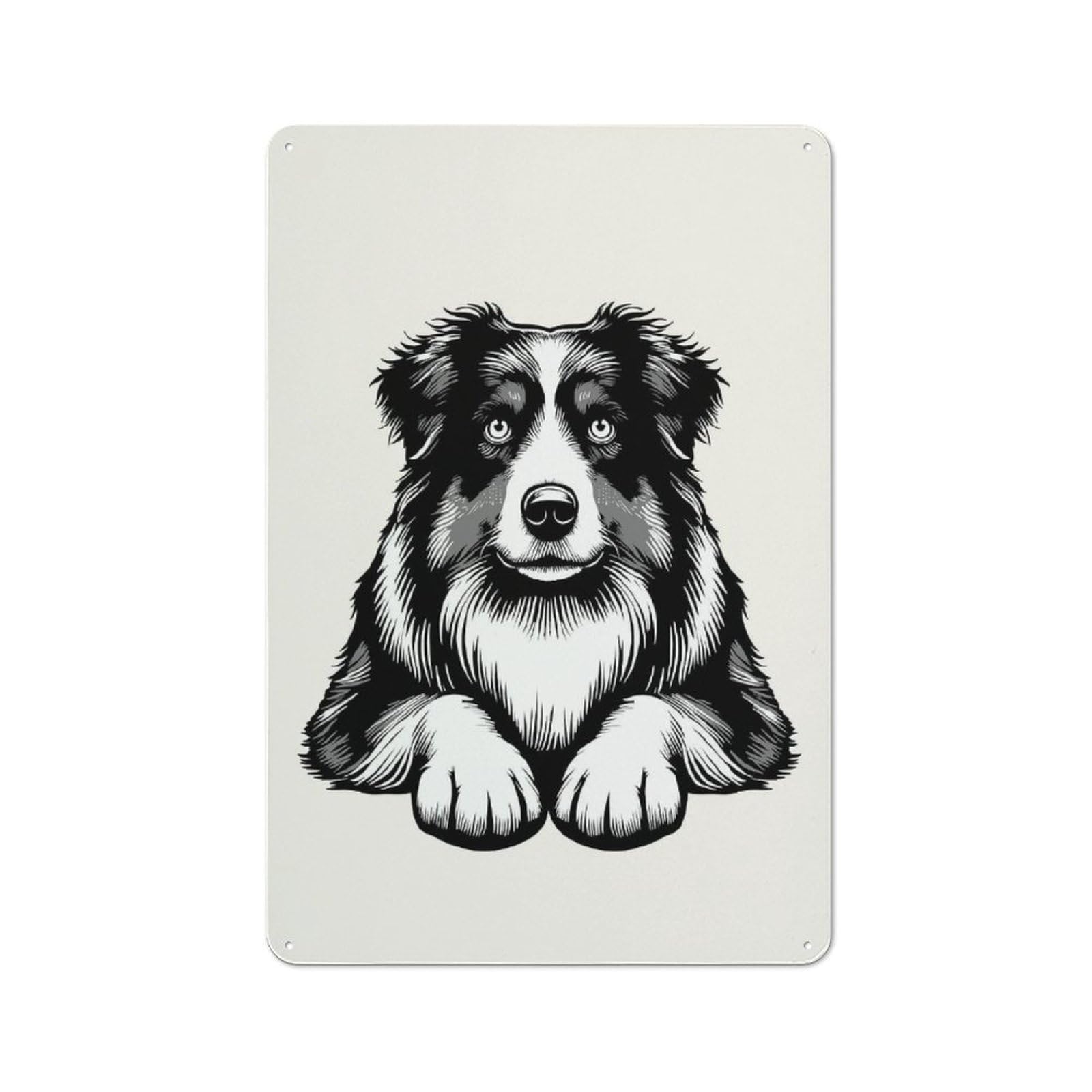 Junmoney Style-7 Retro-Style Tin Sign 30X20cm Featuring Australian Shepherd(2) For Hallway Wall, For Garage, Workshop And Man Cave Decoration