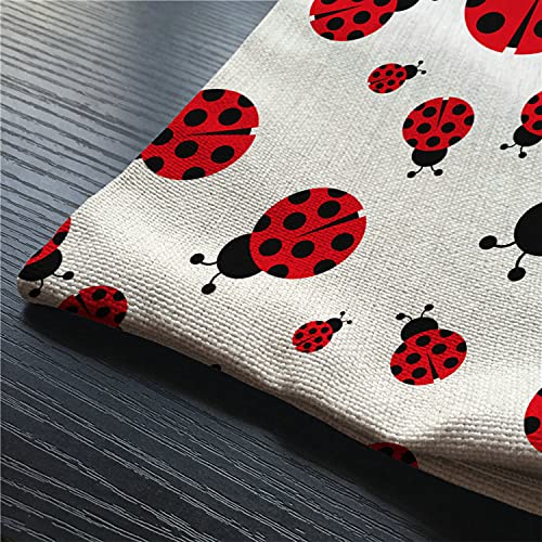 Smooffly Ladybug Pillow Cover,Ladybird Cotton Linen Throw Lumbar Pillow Case Cushion Cover Home Office Decorative Rectangle 12 X 20 Inches #TOP2