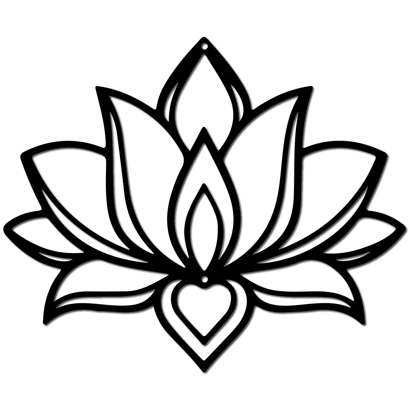 CREATCABIN Lotus Flower Metal Wall Art Iron Flower Wall Decor Hanging Black Hollow Out Lotus Silhouette Ornament Iron Sign for Yoga Studio Indoor Outdoor Home Office Decoration Gift Black 11.8x9.8Inch
