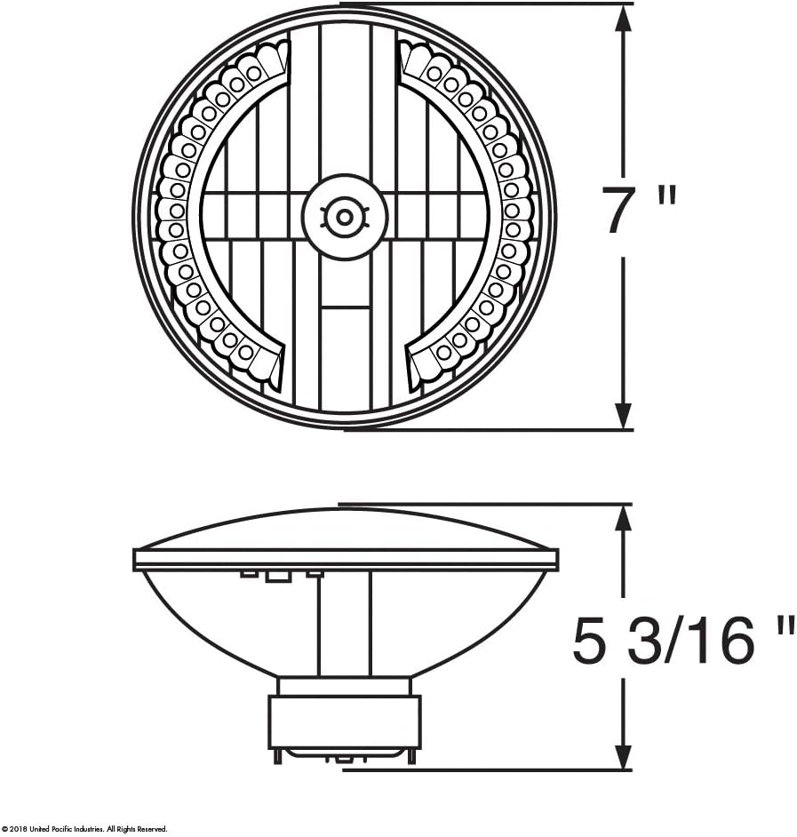United Pacific 31378 7” Round Crystal Headlight w/34 Amber LED Position Light, Reinforced Aluminum Reflector, Anti-Vibration - Amber LED - ONE Unit
