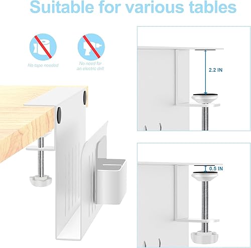 Miniatura 6 de SCARIU Almacenamiento lateral de escritorio negro sin taladro debajo del escritorio Bandeja de gestión de cables Negro Gestión de cables, Bandeja de