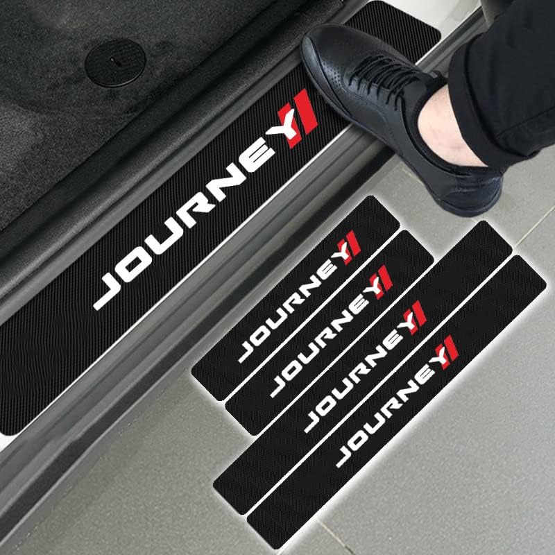 4Pcs Edge Door Sill Protector Reflective 4D Carbon Fiber Sticker