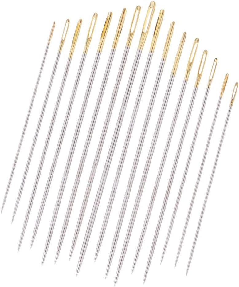 Luzhengyang 16 Piece Thick Big Eye Sewing Needles for Embroidery Hand Sewing Darning Work 0.9 *