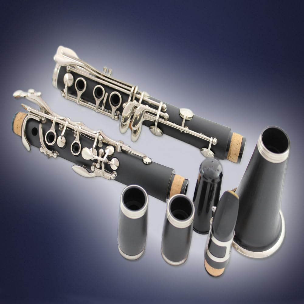 clarinet in B flat，beginner's performance, professional playing instrument with box, cleaning kit.