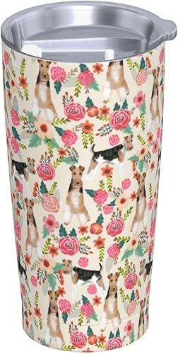 Miniatura 9 de Lindos vasos de 20 onzas con tapa, popote de acero inoxidable con aislamiento al vacío para agua y café, taza térmica para mujeres y hombres, flores