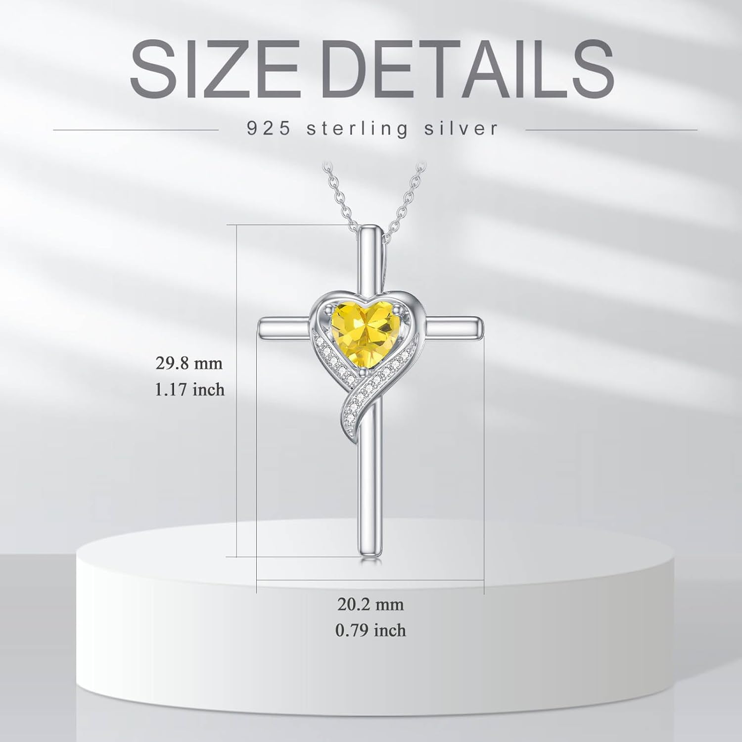 TOUPOP Birthstone Cross Necklace for Women 925 Sterling Silver Heart Cross Pendant Necklace Valentines Day Birthday Jewelry Gifts for Her Girlfriend Wife Mom - Image 6