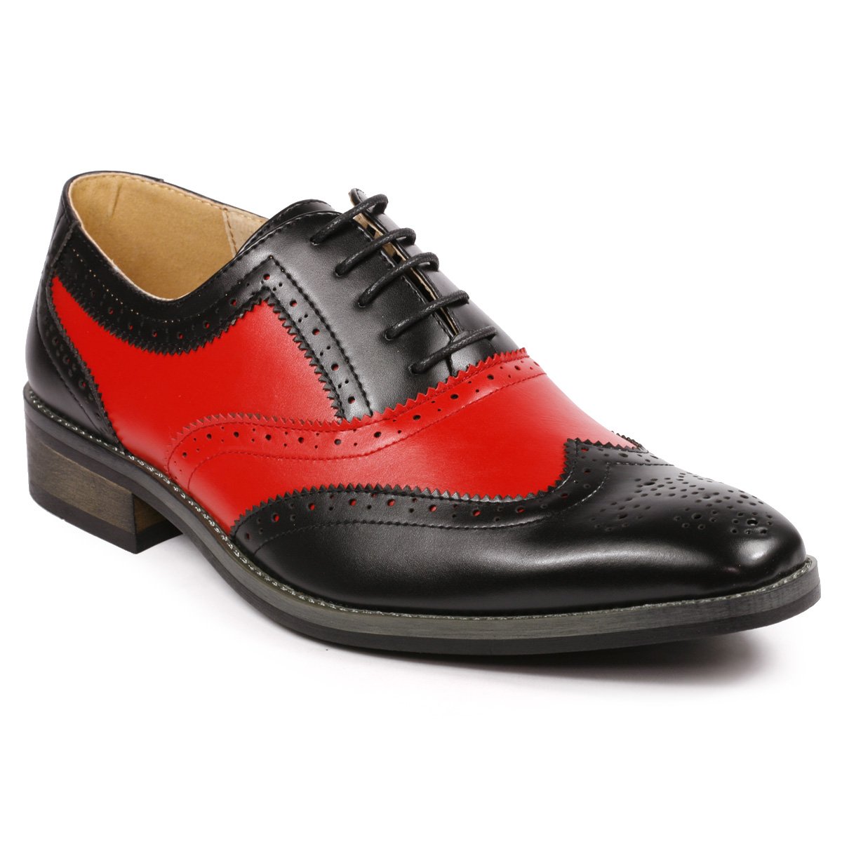 Metrocharm MC118 Men's Two Tone Perforated Wing Tip Lace Up Oxford Dress Shoes