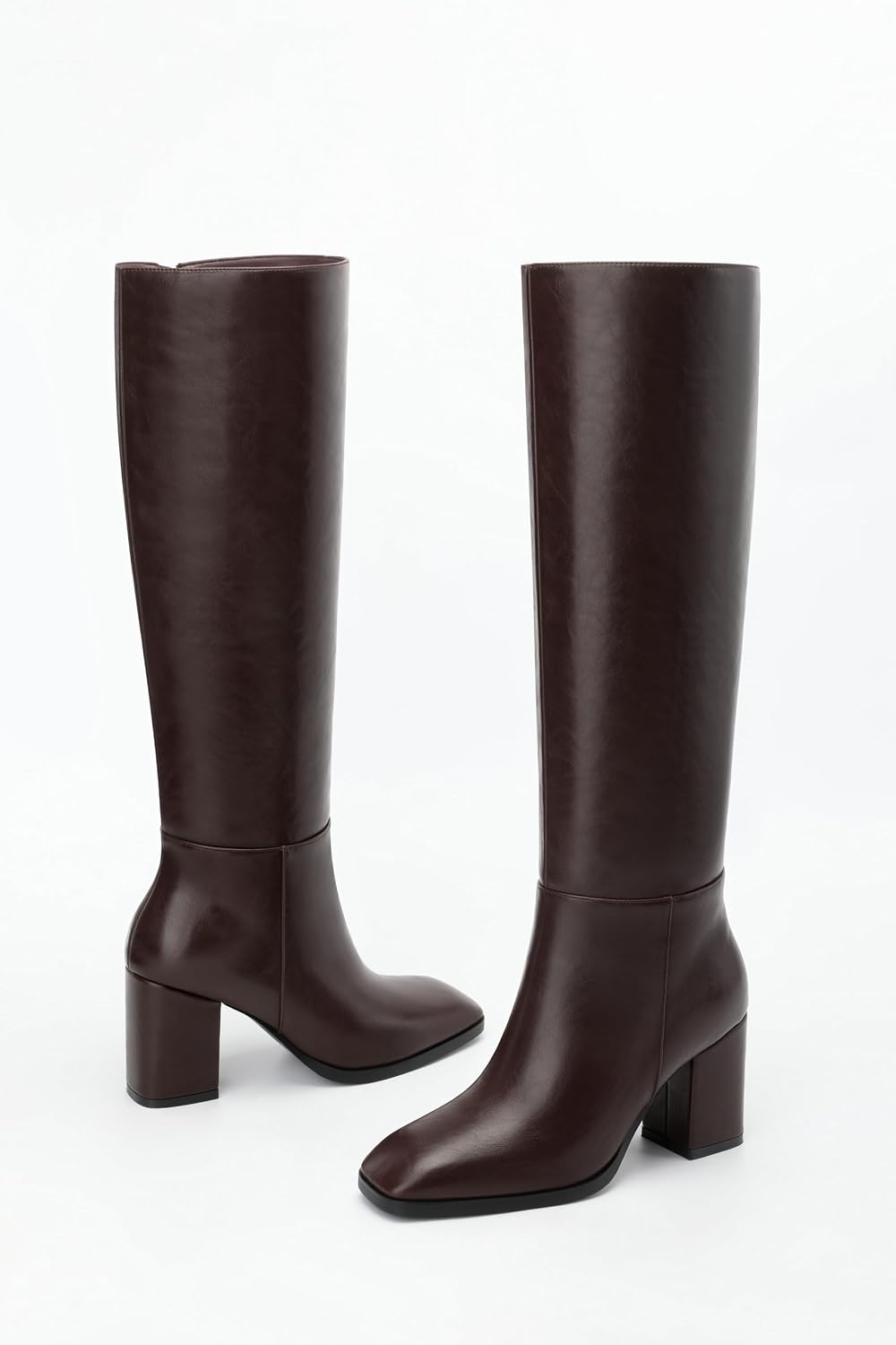 NUMALEO Women's Knee High Boots Chunky Heel Square Toe Tall Boots 3 Inch Heeled Fashion Long Boots With Side Zipper | Office, Commute, Casual, Date, Weekend Outing