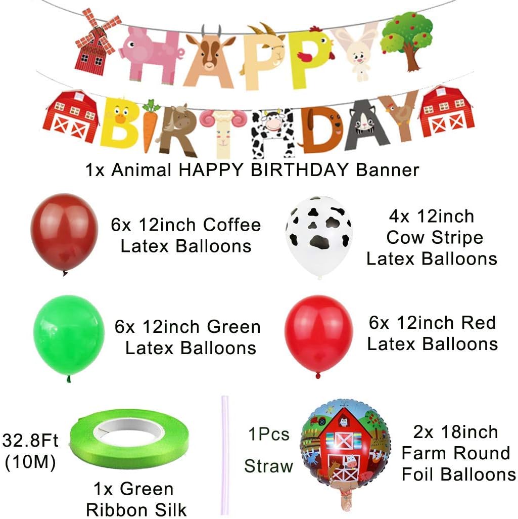 Farm Animal Party Decorations 67pcs Farm Walking Balloons Cupcake Toppers Cupcake Toppers Happy Birthday Banner for Boy or Girls Barnyard Birthday Party Supplies - Image 5