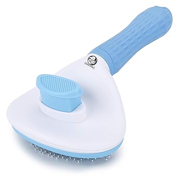 Foodie Puppies Grooming & Cleaning Thin Slicker Brush for Dogs & Cats | Self Clean Brush for Shedding | Gently Removes Loose Undercoat, Mats and Tangled (Oval Head Slicker) - image, photos