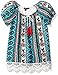 My Michelle Big Girls' Short Sleeve Peasant Blouse with Crochet Hem and Tie Front with Tassels