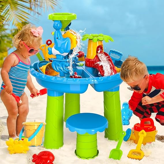 2026 Step 2 Kids Sand Water Table Water Play Sand Play Set with Chair Removable Legs Toddler Sand and Water Play Table Outdoor Playground Summer Beach Toys Kids Outdoor Sand & Water Toys Parent-Child