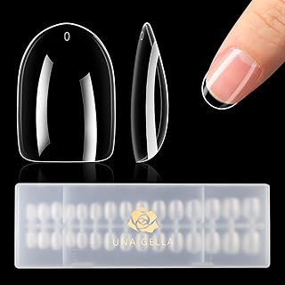 UNA GELLA Extra Short Oval Almond Gel Nail Tips 360pcs 15 Sizes Round Almond Press on Nails Short Oval Fake Tips Full Nails Short Oval Almond For Nail Extension DIY Salon Soft Gel Tips