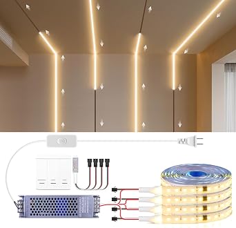 4 Rolls Running LED Strip Light 32.8Ft 24V Warm 3500K | 4 Rolls, Touch Remote Control, Horse Running Race, Flexible LED Tape Light, Home Wall Decor