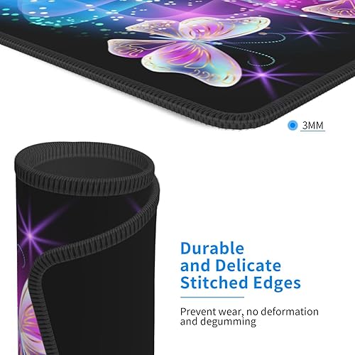 Miniatura 4 de Hermosa alfombrilla de mouse de mariposas rosas y moradas para mujeres y niñas, para escritorio, 12 x 10 pulgadas, base de goma antideslizante