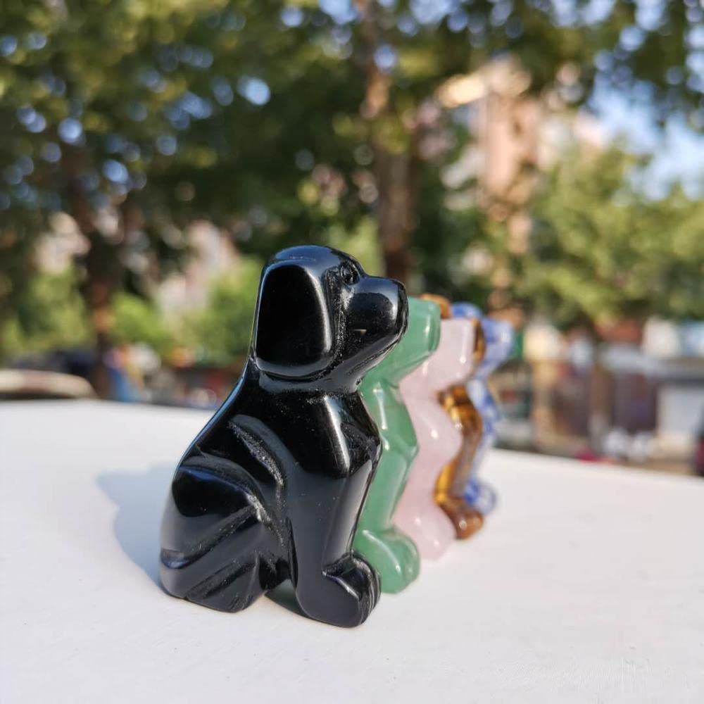 Amazon.co.jp: 自然混合鉱物彫刻かわいい動物水晶犬の置物 (Color