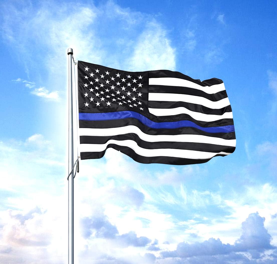 Thin Blue Line American Flag - 3x5 Blue Stripe American Matter Police Flags - USA Honoring Law Enforcement Officers Banner Flags Outdoor Indoor : Patio, Lawn & Garden