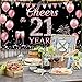 21st Birthday Decorations for Her, Cheers to 21 Years Birthday Backdrop Banner, Rose Gold 21 Birthday Party Photo Props, 21 Bday Yard Sign Poster Supplies for Outdoor Indoor, Fabric Vicycaty