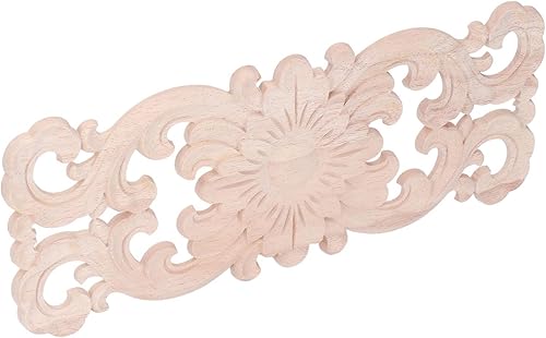 Miniatura 9 de Apliques de madera decorativos de madera, apliques de madera tallada para bricolaje, adornos de madera decorativos para puerta de cama, armario,