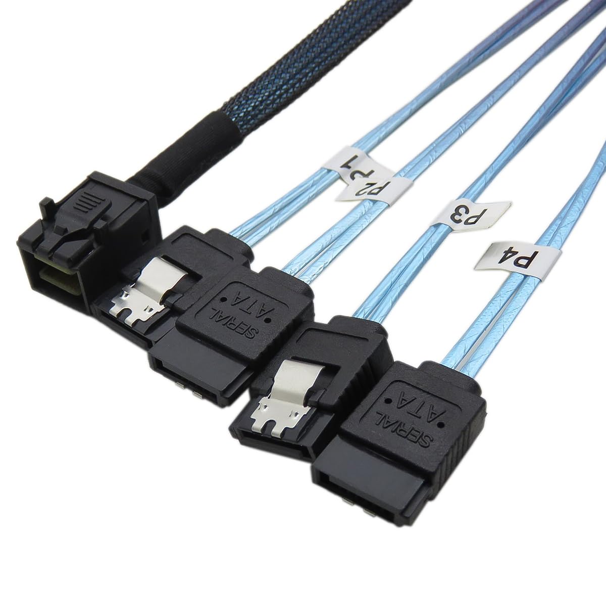 Cable de Disco Duro Mini-SAS SFF-8643, Host a 4 Discos Duros SATA de 50 cm y 7 Pines, Cable de Servidor de Datos de 6 Gbps
