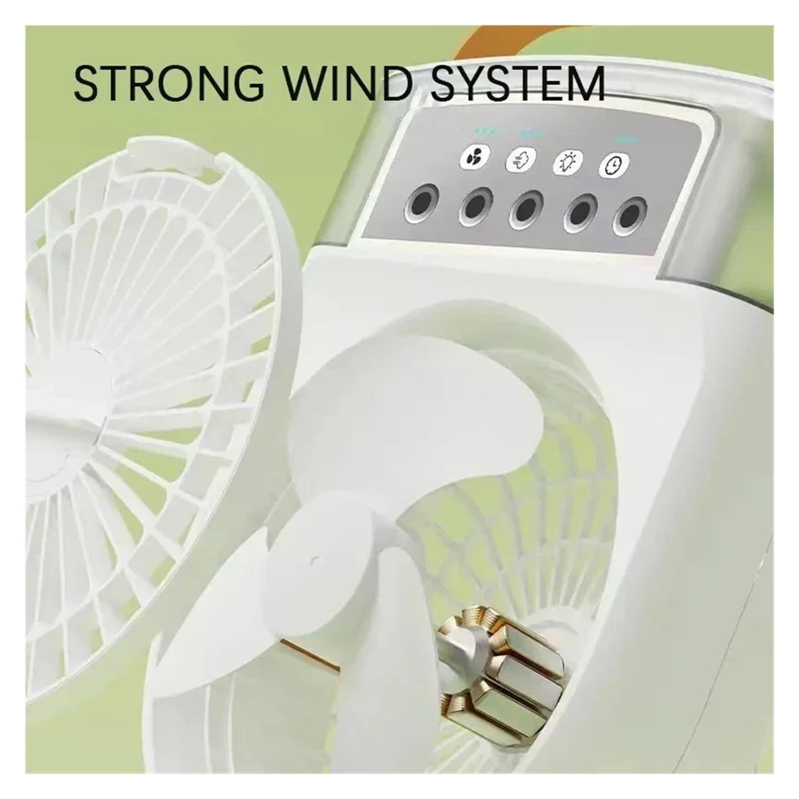 Klimatyzatory PrzenośNe Nawilżacz Powietrza 3 W 1 Chłodzenie Wentylator USB LED Lampka Nocna Mgła Wodna Zabawa Wentylator Nawilżający Spray Wentylator Elektryczny łAtwe W UżYciu(Green USB)