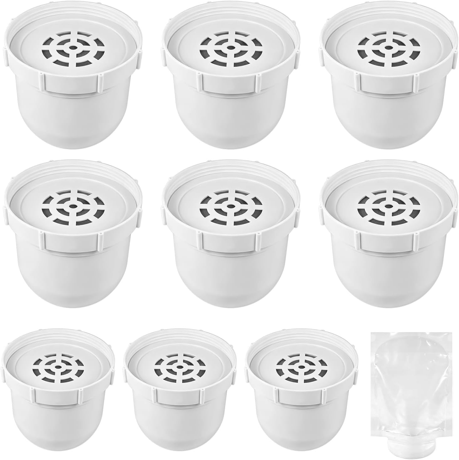 9 Pcs Water Pitcher Filters Compatible with Clearly Filtered Water Pitcher | with 1 Pre-Rinse Bag, Coconut Shell Activated Carbon, BPA-Free, Fluoride & Heavy Metals Reduction, 100 Gallon Long-Life