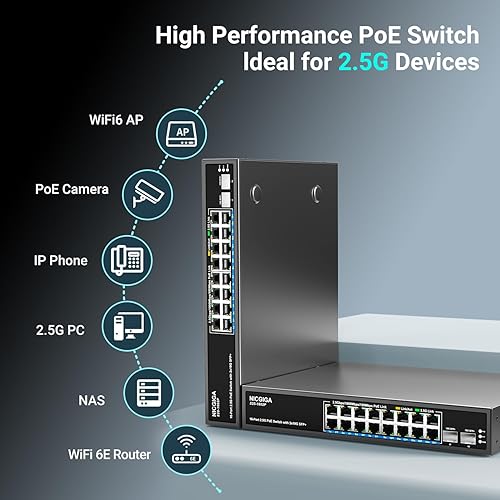 Miniatura 4 de Interruptor Ethernet de 5 puertos 10G no administrado, con 5 puertos Base-T RJ45 de 10 Gb, interruptor de red NICGIGA de 10 Gbps fácil para NAS 10G,