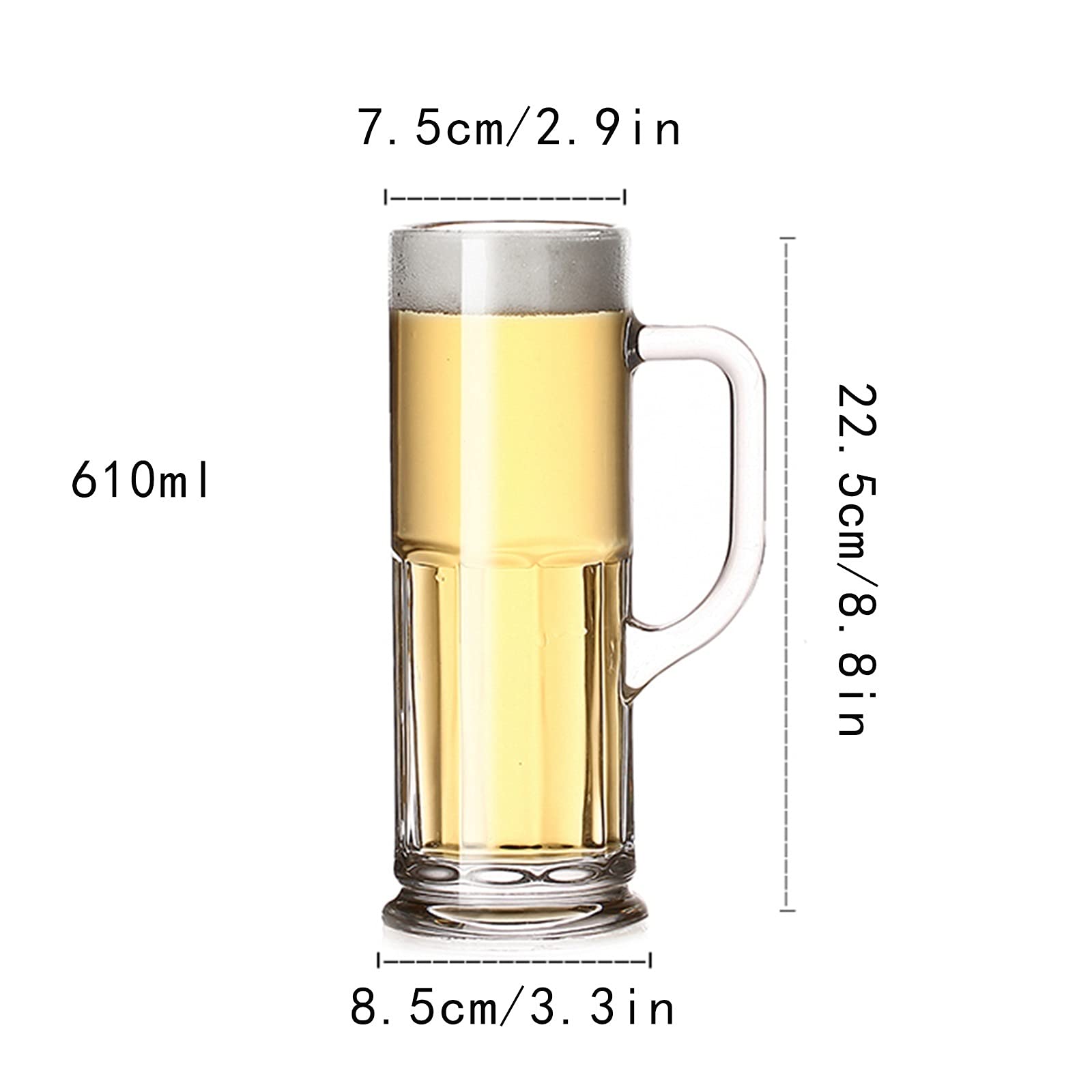 Vasos de Cerveza， Vaso de pinta personalizado, taza de cerveza, vasos de cerveza clásicos, fondos gruesos y asas, tazas de cerveza for bares de comedor familiares y fiestas