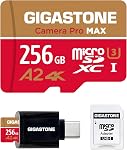 [Récupération de Données Gratuite 5 Ans] GIGASTONE 256Go Carte Micro SD, Caméra Pro 4K, A2 V30 pour Smartphone, Gopro, Caméras d'Action, Vidéo 4K UHD, Compatible Nintendo-Switch, Jusqu'à 100Mo/s, UHS-I U3 C10 avec Adaptateur