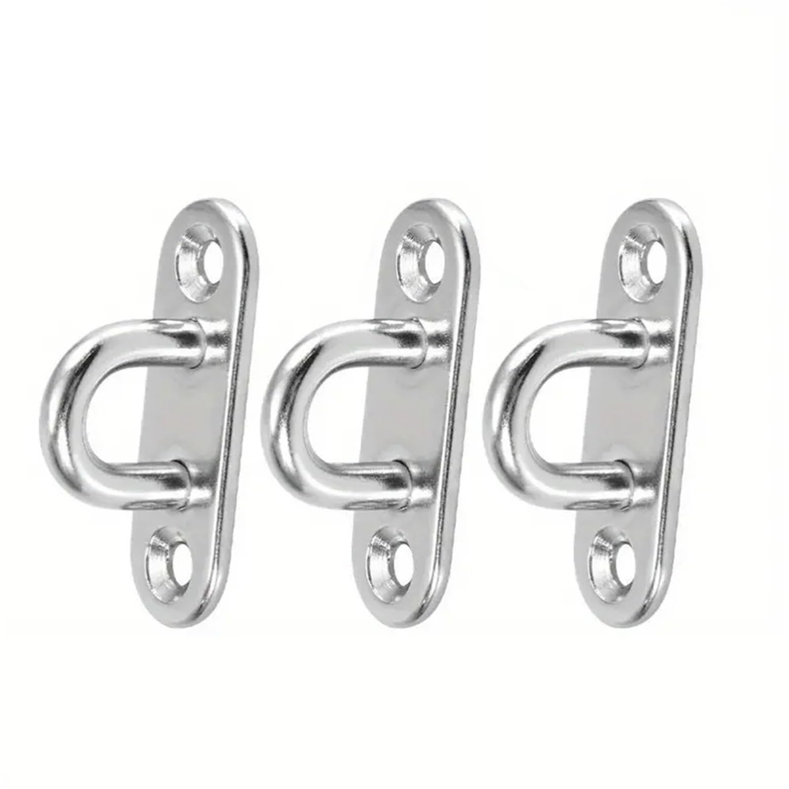 Yxinaer 3Pcs Stainless Steel Eye Plate 5 Pcs Heavy Duty Stainless Steel Eye Plate Hooks - Wall & Ceiling Mount, U-Boat Design For Garage Hammocks And More(3Pcs)