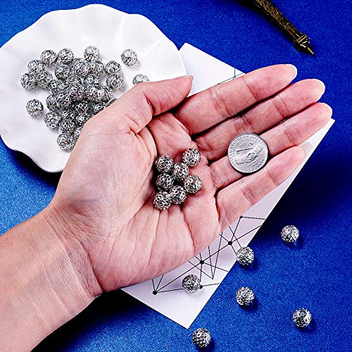 Kissitty 50Pcs Antique Silver Large Hole European Beads 10X8Mm Rondelle With Grid Pattern Hollow Spacers For For Diy Jewelry Necklace European Charm Bracelet Making #TOP3