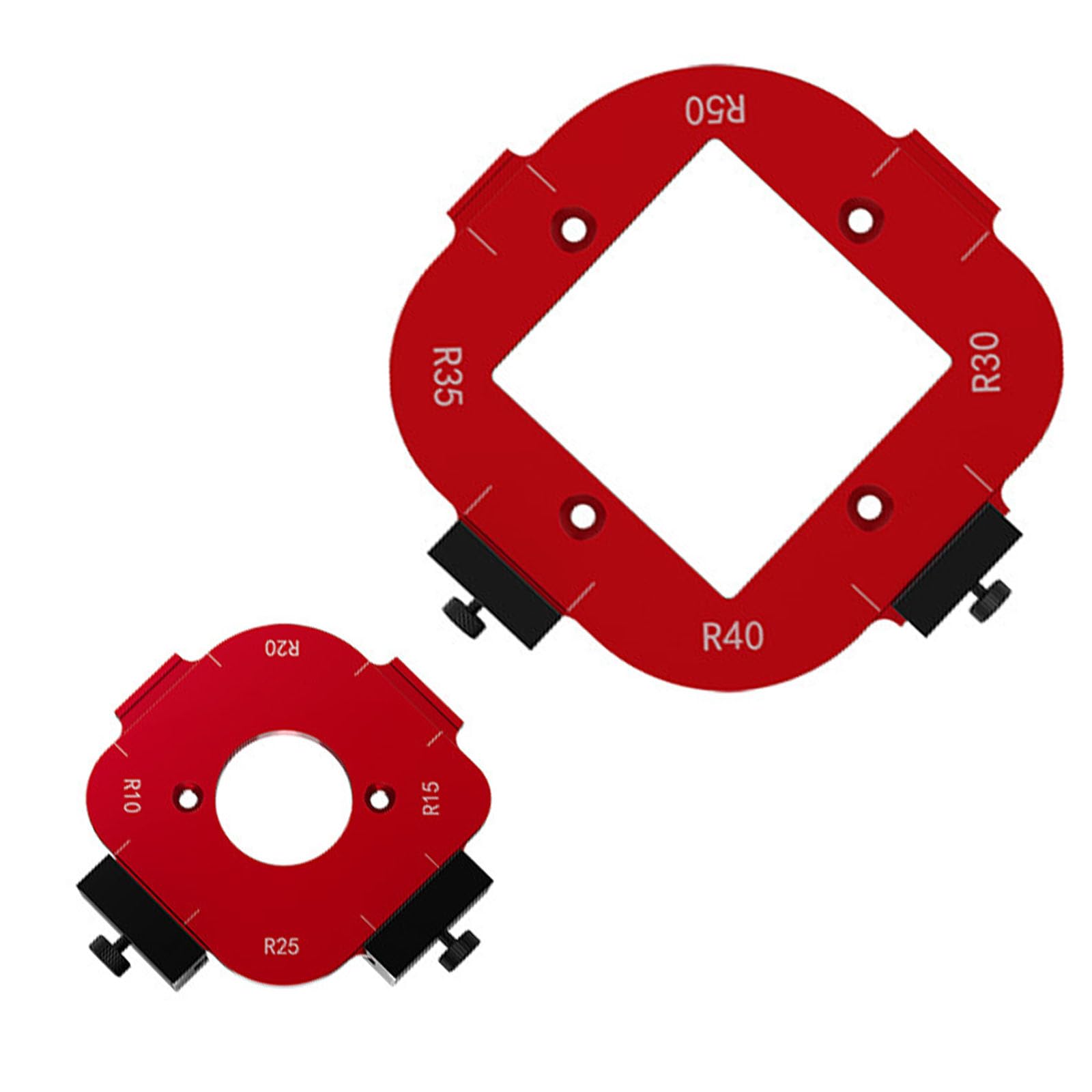 2 Set Radius Jig Router Templates,4 in 1 Aluminum Alloy Corner Radius Routing Templates for Routing Rounded Corners R10 R15 R20 R25 R30 R35 R40 R50