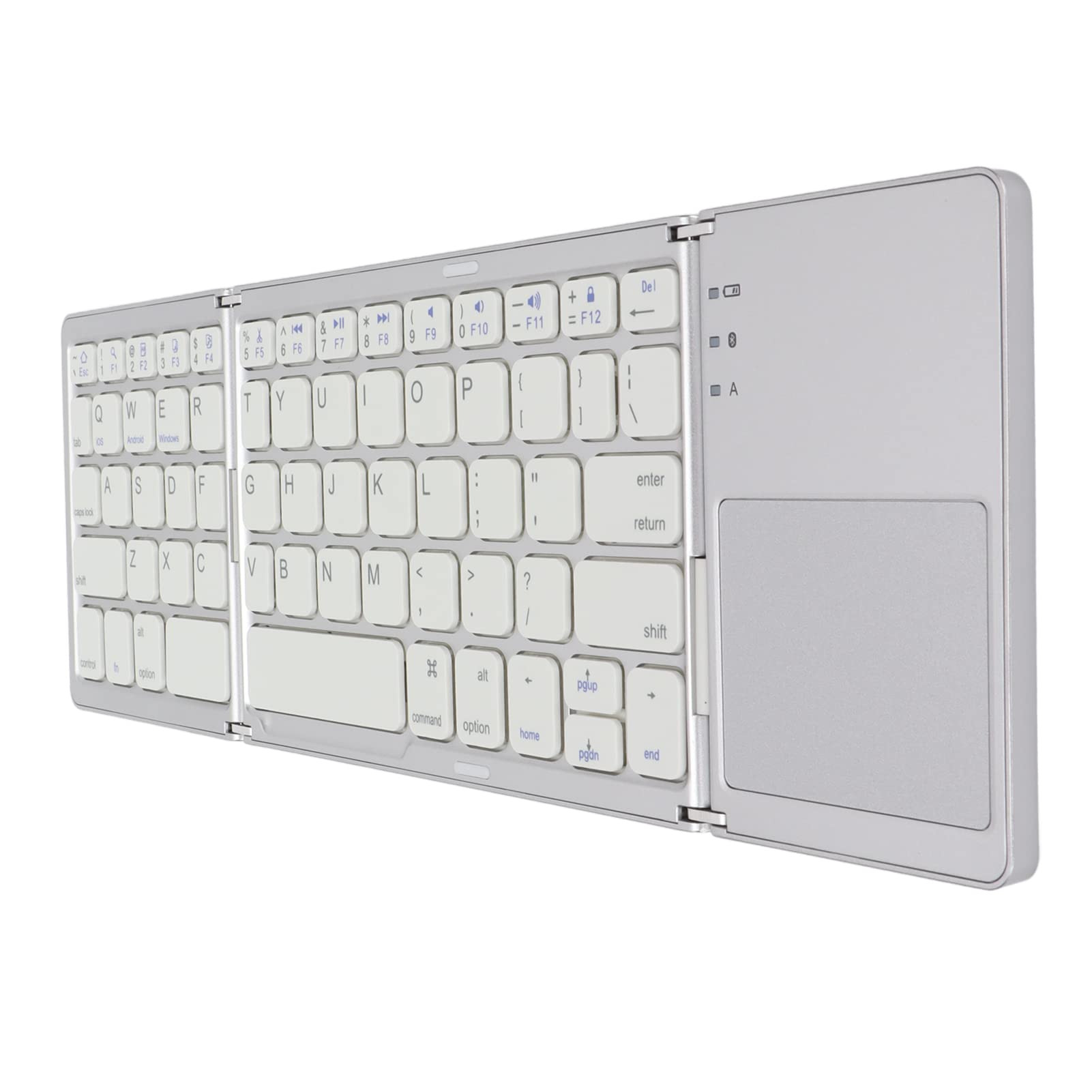 Bewinner Składana klawiatura z touchpadem, 63 przyciski, przenośna bezprzewodowa klawiatura do smartfona, tabletu, podróży, ergonomiczna klawiatura kieszonkowa, obsługuje połączenie 10 m,