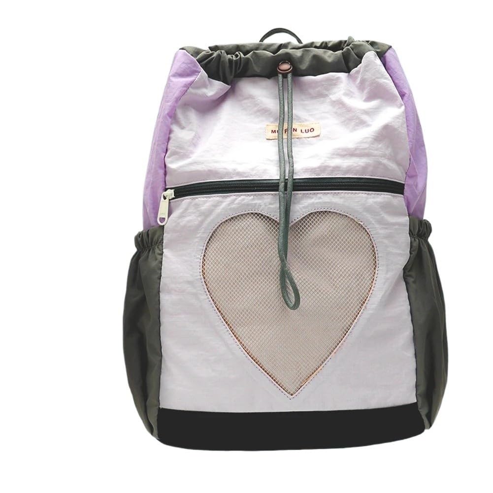 Laptop-Rucksack aus Nylon mit Kordelzug in Colour-Block-Optik