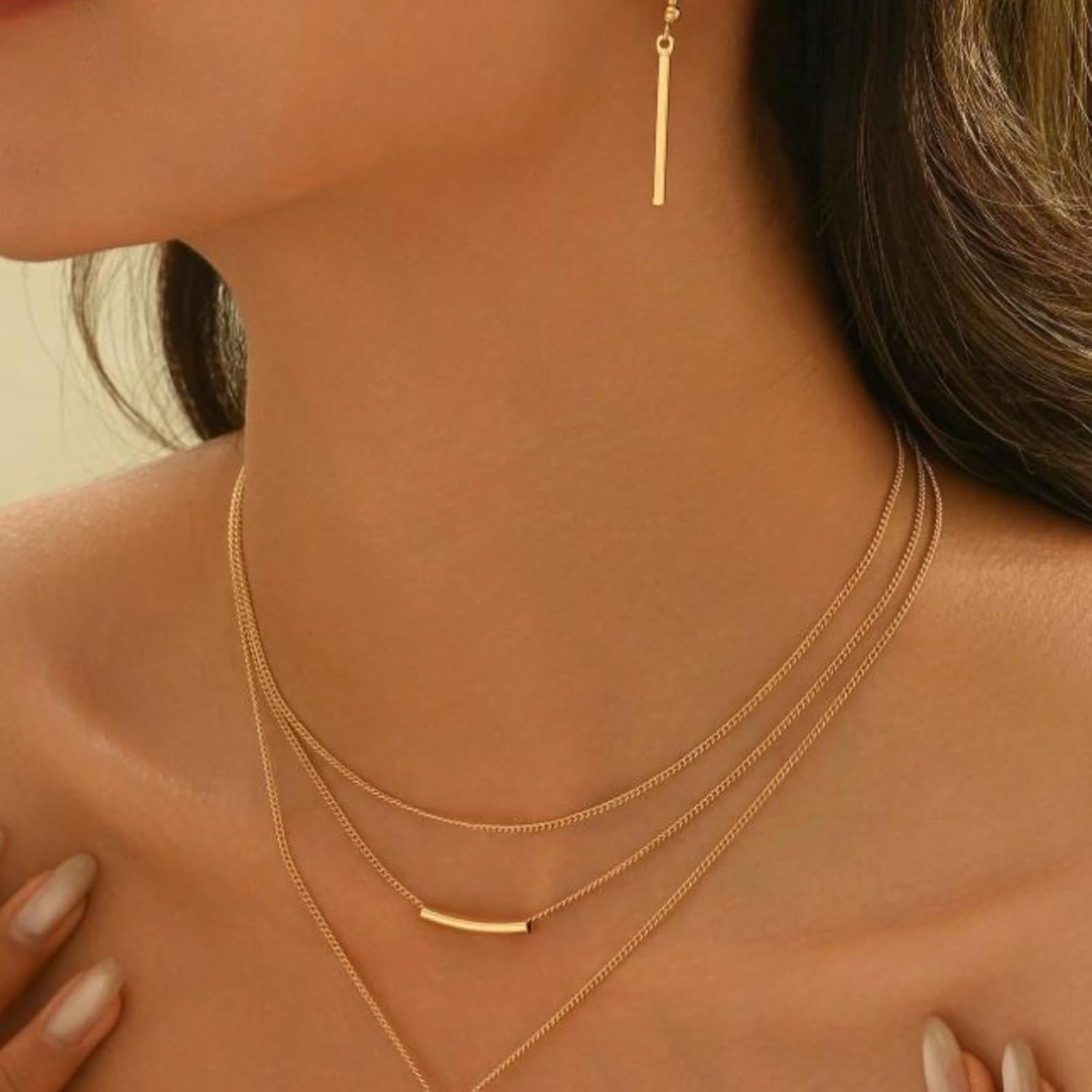 72ore Gold Layered Necklace Earrings Set Gold Dainty Trendy Earrings Necklaces for Women 2025 Boho Jewelry Set Birthday Gifts Outfits Accessories - Image 4
