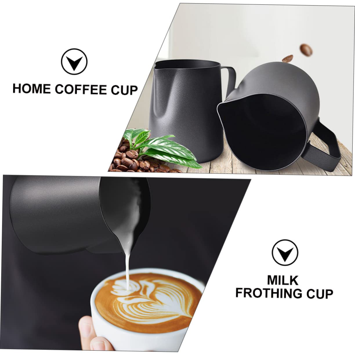 2 Pezzi Brocca per Latte Art 600ml in Acciaio Inossidabile