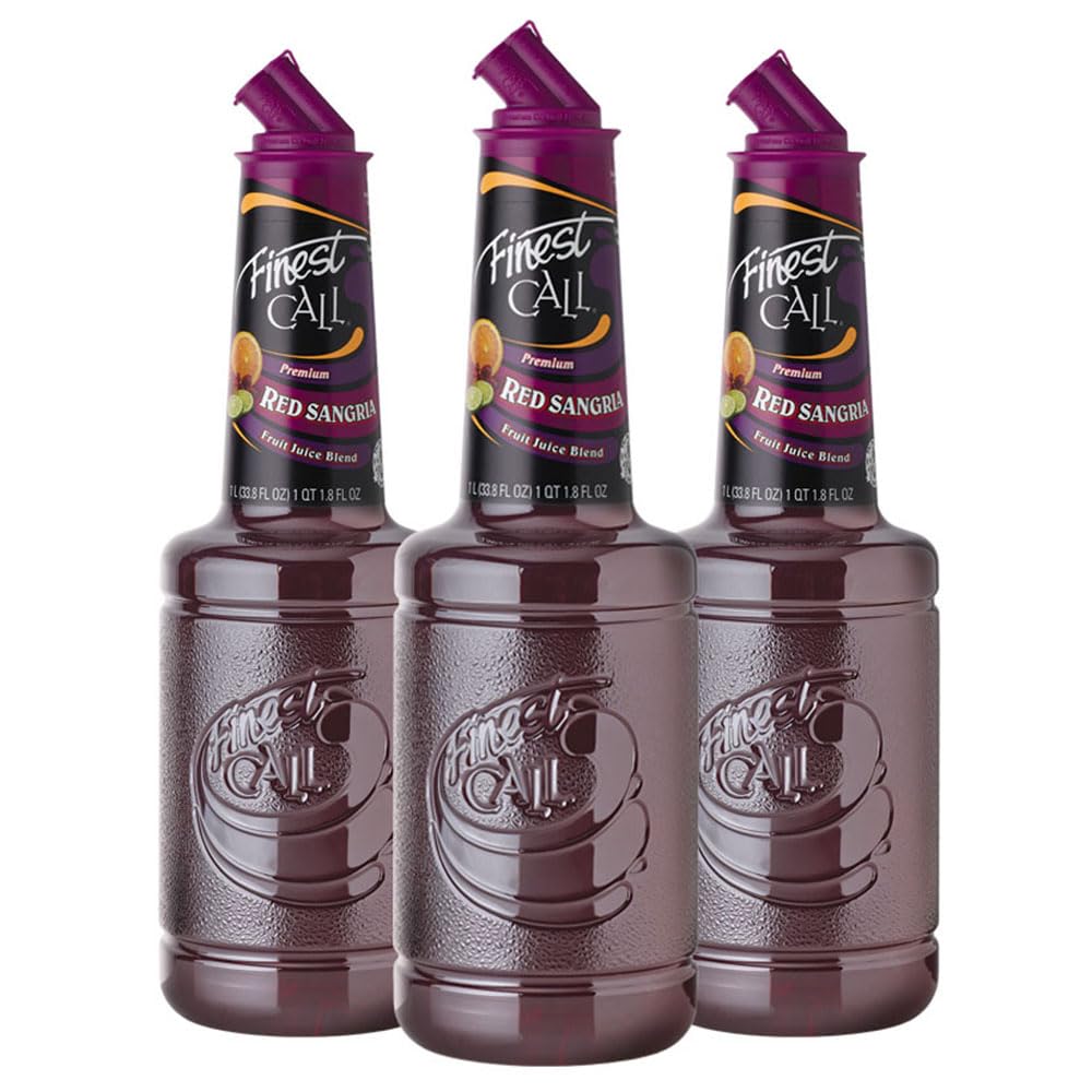 Finest Call Premium Red Sangria Drink Mix, 1 Liter Bottle (33.8 Fl Oz), Pack of 3