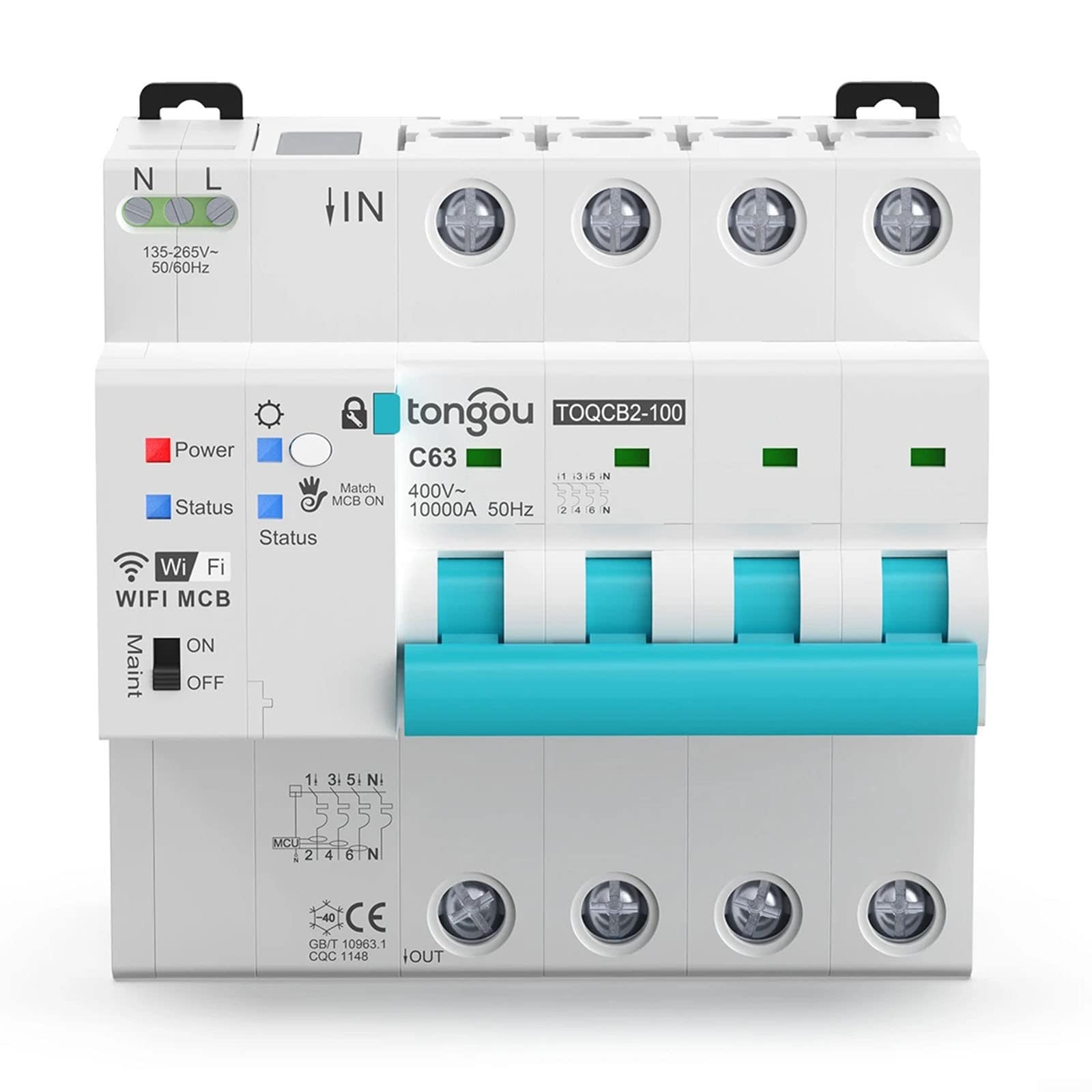 4P para Tuya MCB WIFI Disyuntor de medición para Smart Life Timer Control remoto inalámbrico