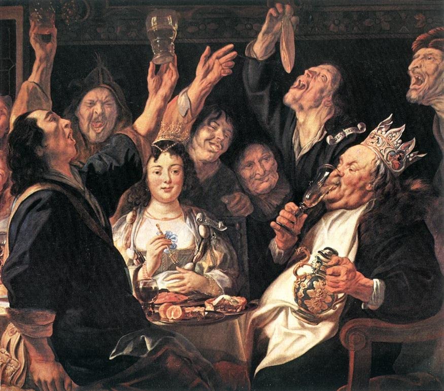 Affiche toile le roi des haricots Jacob Jordaens décoration murale salon 60x90 cm
